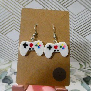 Gamer control Fish hook earrings.